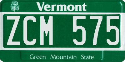VT license plate ZCM575
