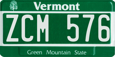 VT license plate ZCM576