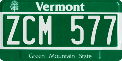 VT license plate ZCM577
