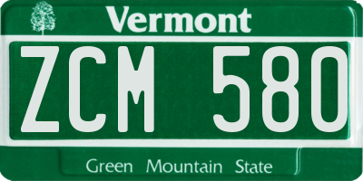 VT license plate ZCM580