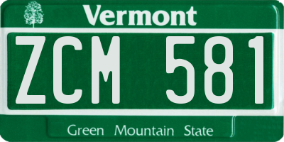 VT license plate ZCM581