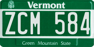 VT license plate ZCM584