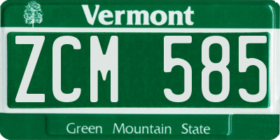 VT license plate ZCM585