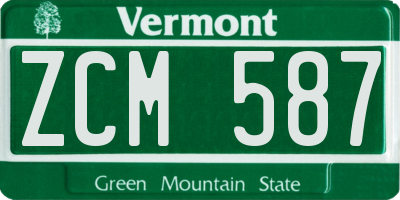 VT license plate ZCM587