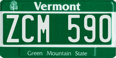 VT license plate ZCM590