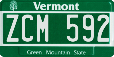 VT license plate ZCM592
