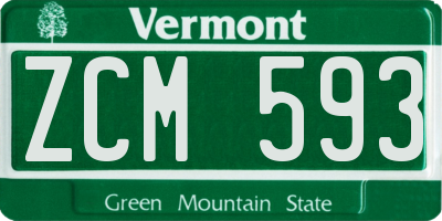 VT license plate ZCM593