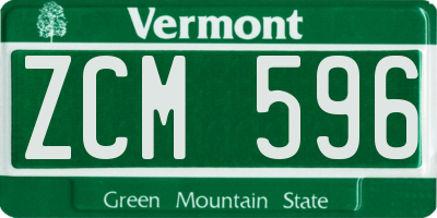 VT license plate ZCM596
