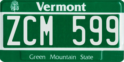 VT license plate ZCM599
