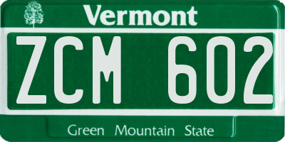 VT license plate ZCM602