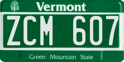 VT license plate ZCM607