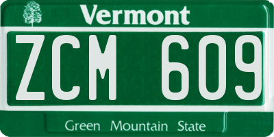 VT license plate ZCM609