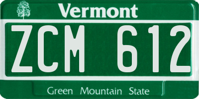 VT license plate ZCM612