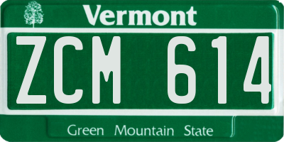 VT license plate ZCM614