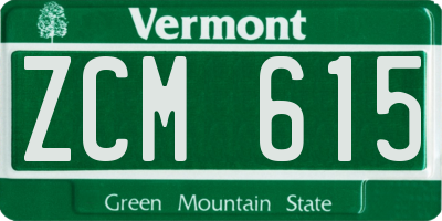 VT license plate ZCM615