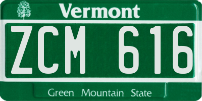 VT license plate ZCM616