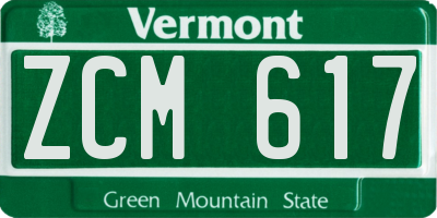 VT license plate ZCM617