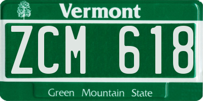 VT license plate ZCM618