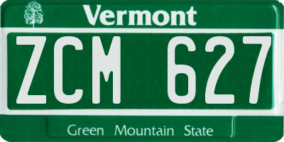 VT license plate ZCM627