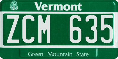 VT license plate ZCM635
