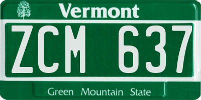 VT license plate ZCM637