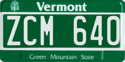 VT license plate ZCM640