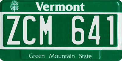 VT license plate ZCM641