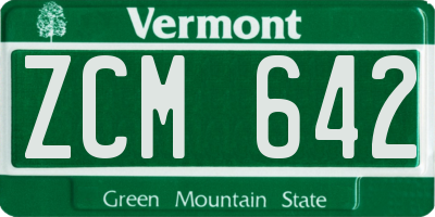 VT license plate ZCM642