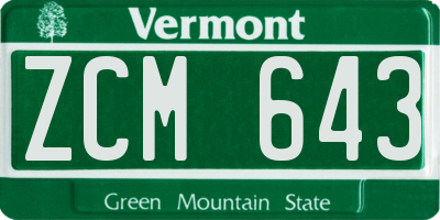 VT license plate ZCM643