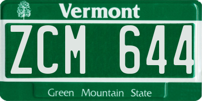 VT license plate ZCM644