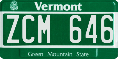 VT license plate ZCM646