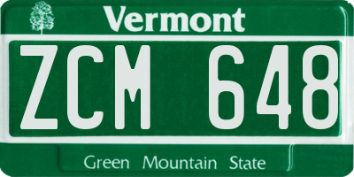VT license plate ZCM648