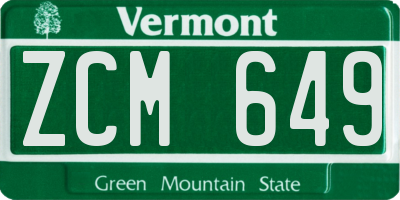 VT license plate ZCM649