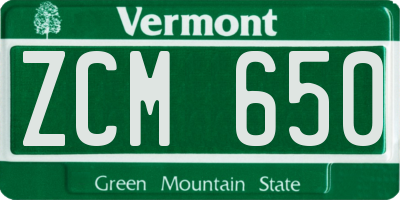 VT license plate ZCM650