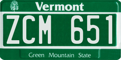 VT license plate ZCM651