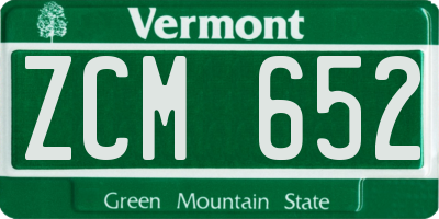 VT license plate ZCM652