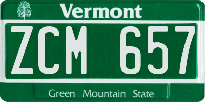 VT license plate ZCM657