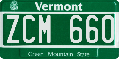 VT license plate ZCM660