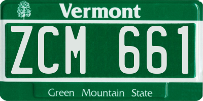 VT license plate ZCM661