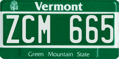 VT license plate ZCM665