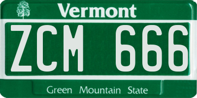 VT license plate ZCM666