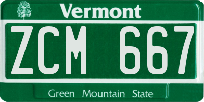 VT license plate ZCM667