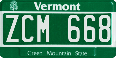 VT license plate ZCM668