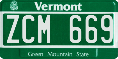 VT license plate ZCM669