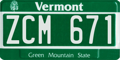 VT license plate ZCM671