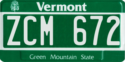 VT license plate ZCM672