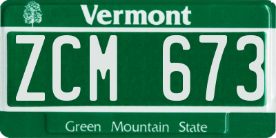 VT license plate ZCM673