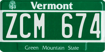 VT license plate ZCM674