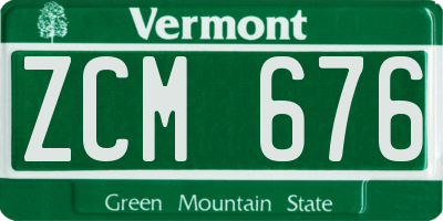 VT license plate ZCM676