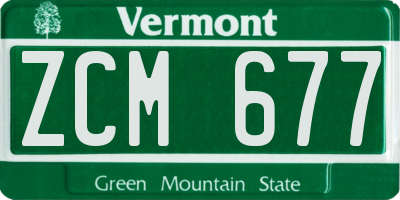 VT license plate ZCM677